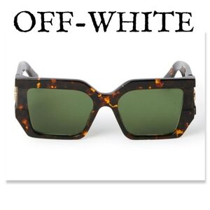 NWOT Authentic OFF-WHITE OERI148 DOVERHavana Squared Sunglasses With Carry Case